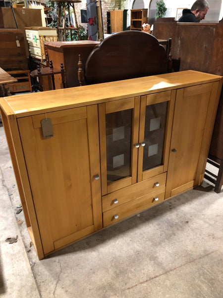 Wooden Sideboard with Square Decorative Glass Detail
