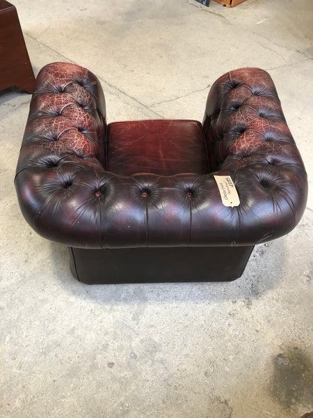 Oxblood Red Leather Chesterfield Clubroom Armchair