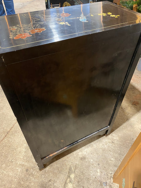 Chinese Mother of Pearl Black Lacquer Medicine Cabinet