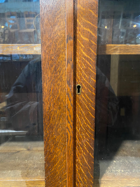 Antique Narrow Oak Library Bookcase