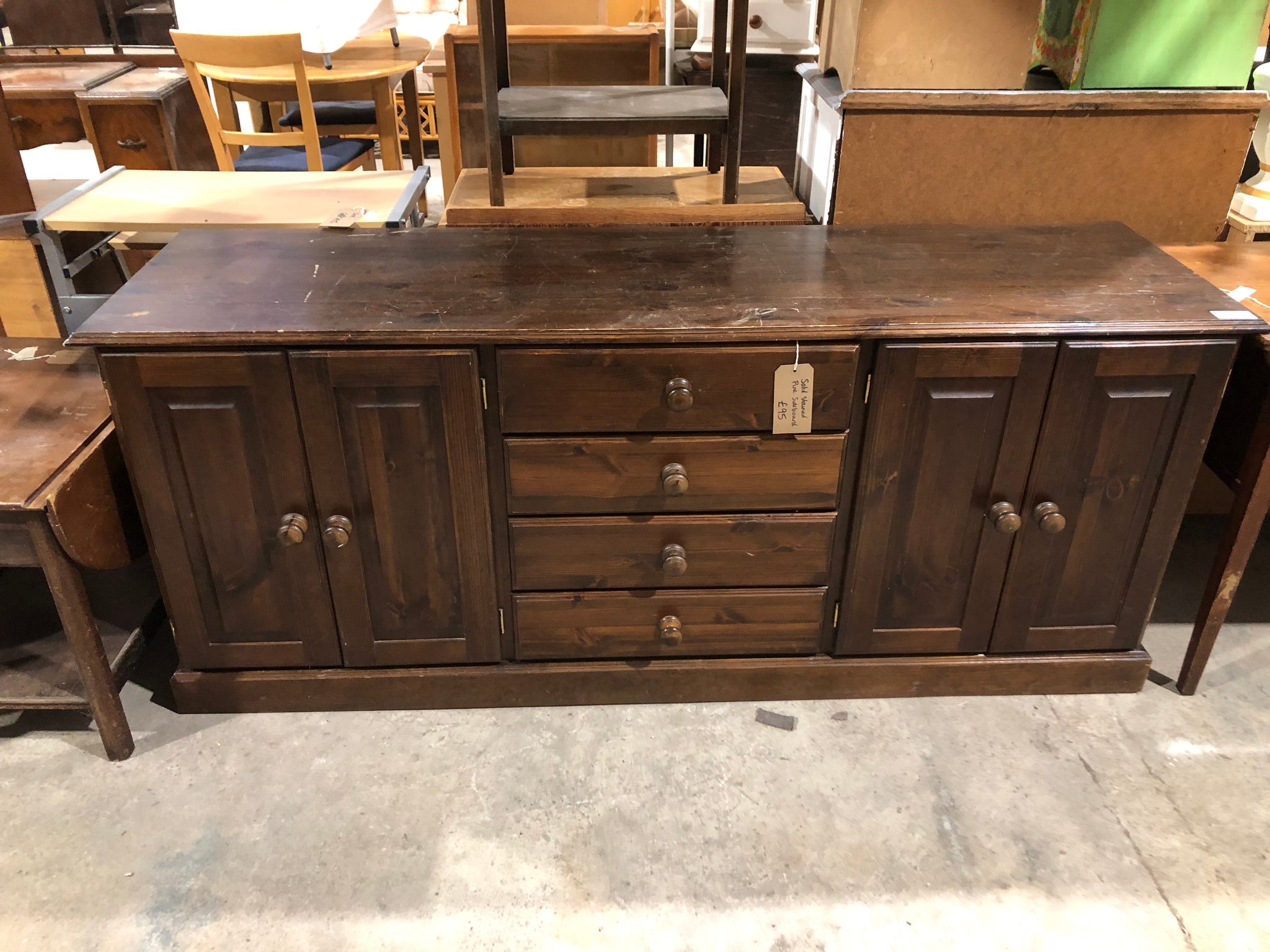 Large Stained Pine Sideboard