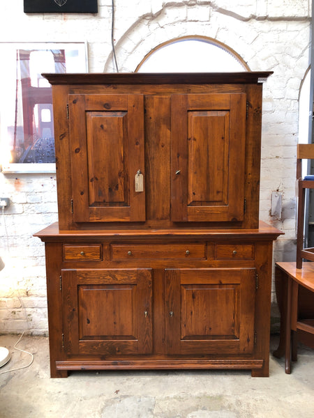 Solid Pine Two Part Step Back Cupboard