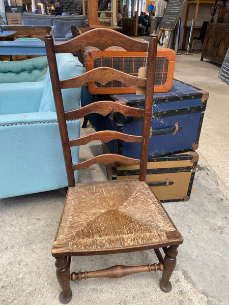 Antique Ladder-Back Rush Chair