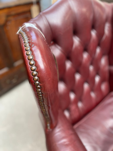 GHC - Oxblood Leather Button back Wingback Armchair