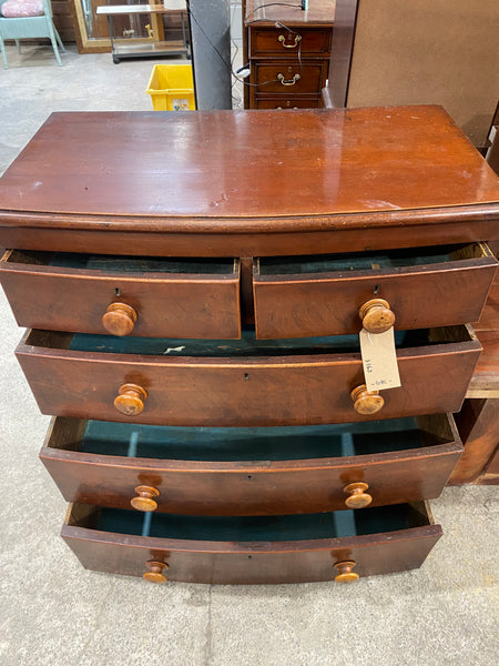 Antique Bow-Front Chest of 5 Drawers