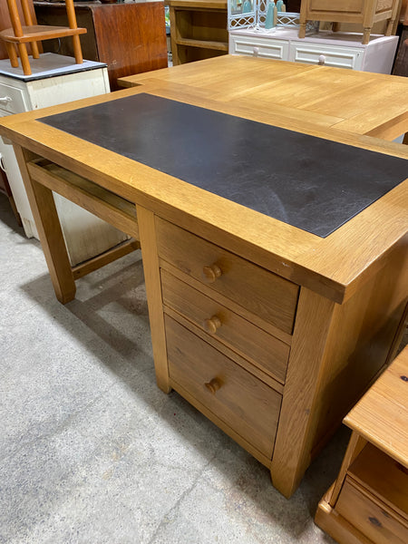 Solid Oak Desk with Leather Top
