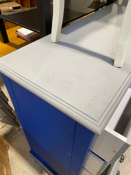 REF - Painted Grey & Blue Large Chest of Drawers