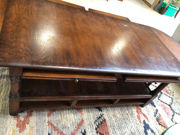 Antique Gate Leg Dark Wood Coffee Table