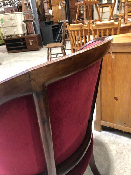 Vintage Red Velvet Carver Chair