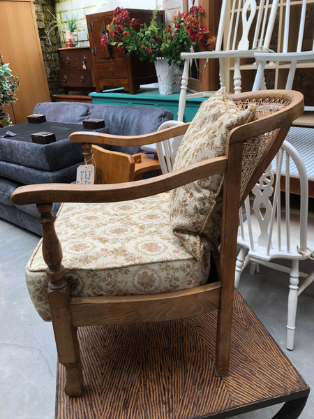 GHC - Vintage Oak Wicker Back Bedroom Chair