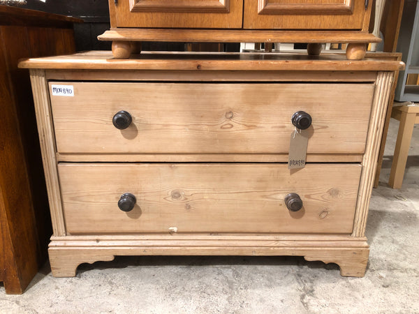 Rustic Pine Low Chest of 2 Drawers