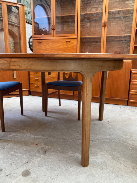 Mid Century Teak Round Extending Dining Table