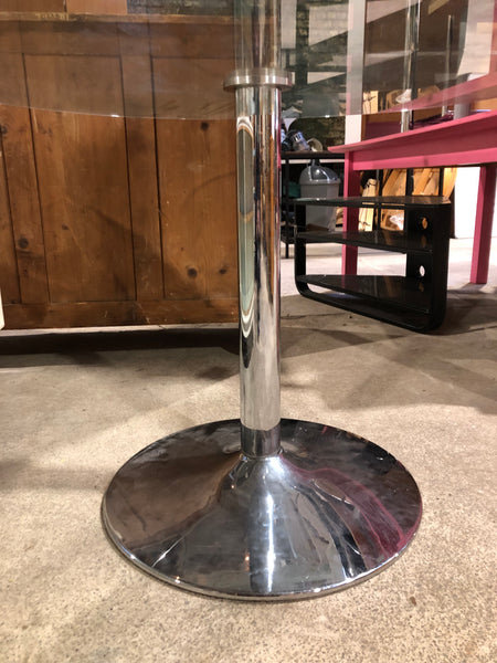 Circular Glass & Steel Dining Table
