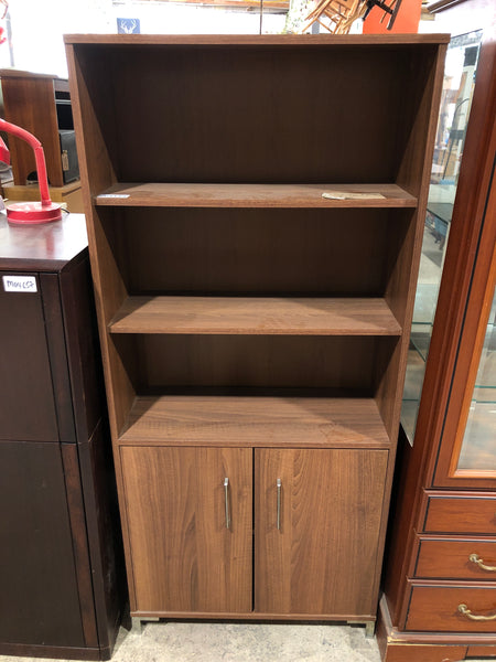 Tall Veneer Bookcase with Cupboard
