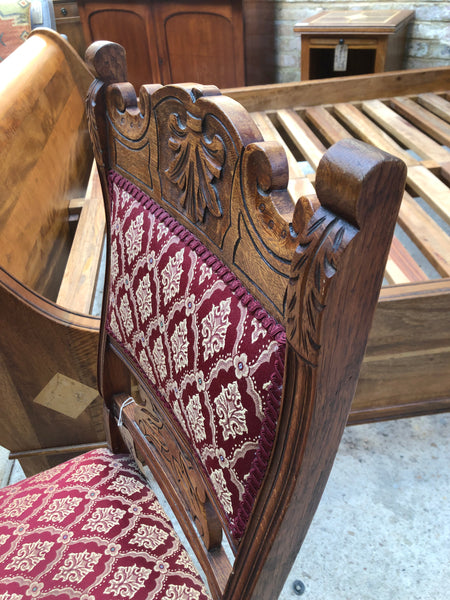 Antique Oak Red Dining Chair