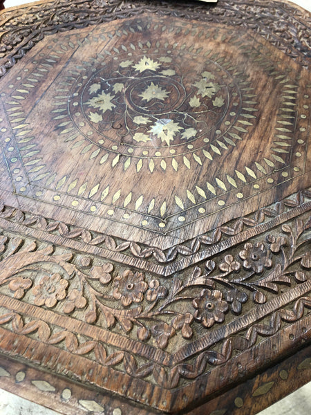 Antique Carved Hardwood Eastern Side Table