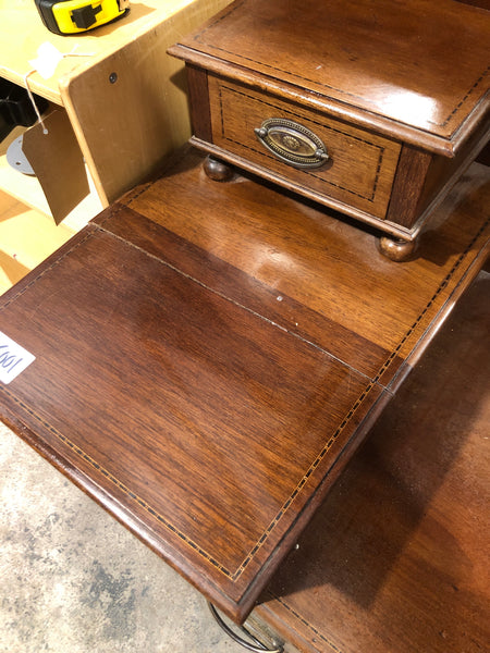 Inlaid Detail Dressing Table & Oval Mirror
