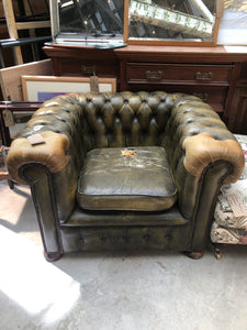 Green Leather Chesterfield Club Chair - PROJECT