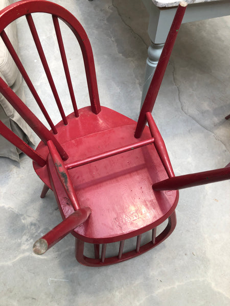 Pair of Red Painted Dining Chairs