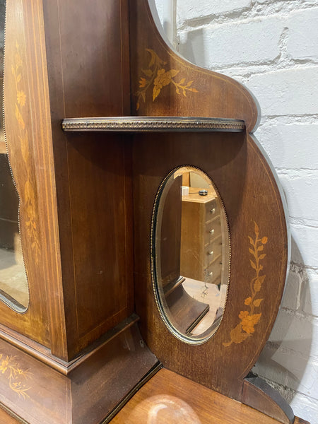 Edwardian Mahogany Marquetry Inlay Display Cabinet