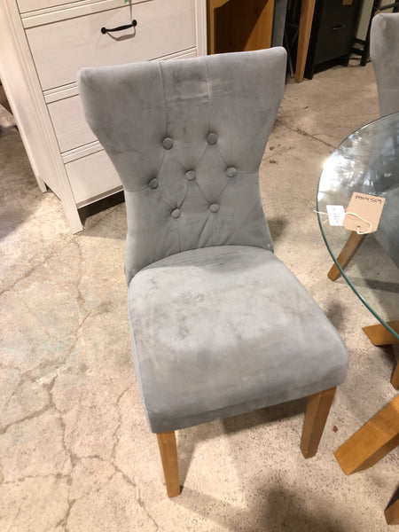 Glass Circular Dining Table & 4 Faux Suede Chairs