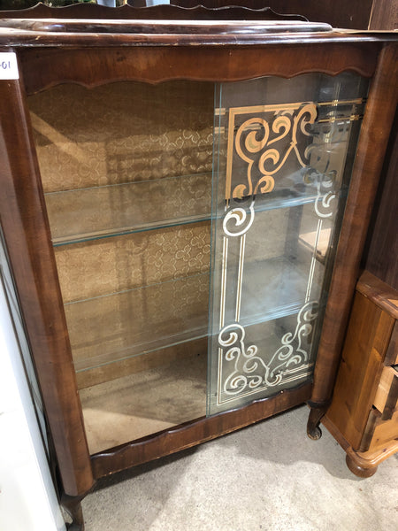 Vintage Glass Display Cabinet With Two Shelves