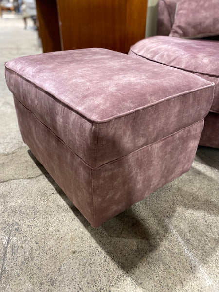 Pink Velvet Swivel Snuggle Chair & Footstool