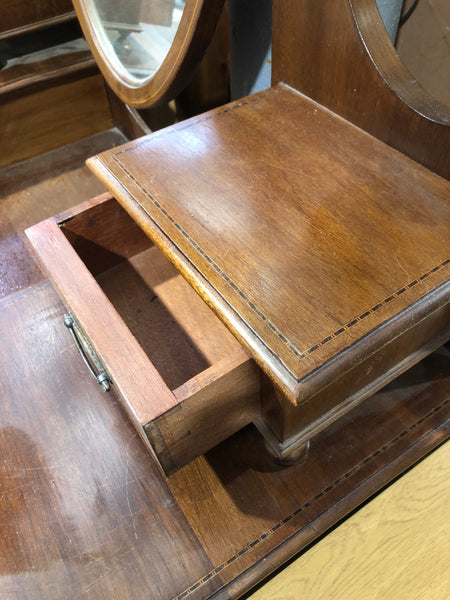 Inlaid Detail Dressing Table & Oval Mirror