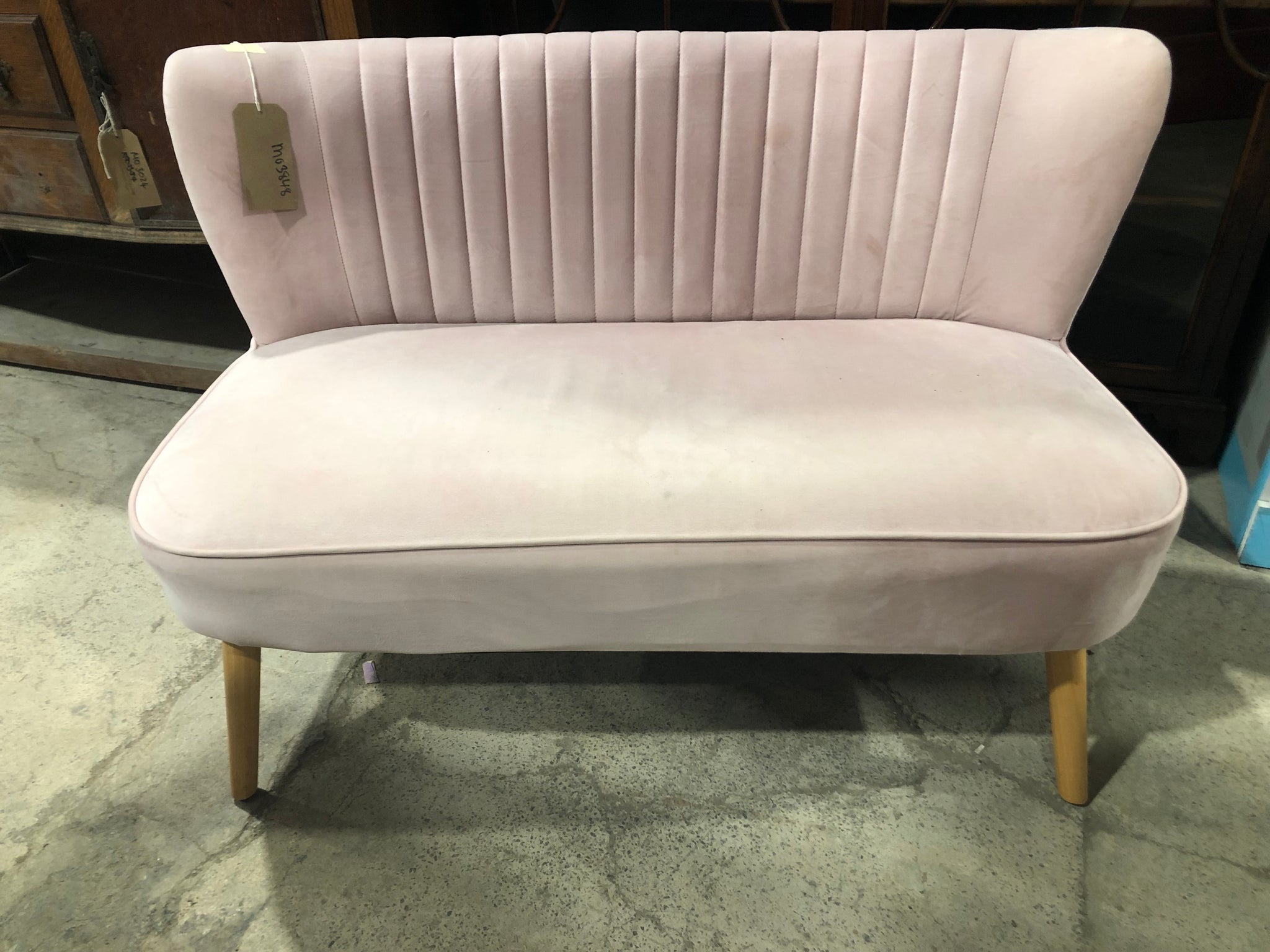 Pink Scalloped Edge Sofa
