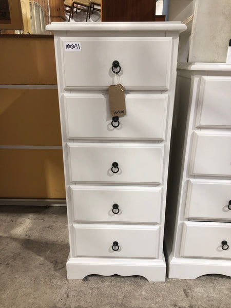 French Style White Painted Slim Tallboy