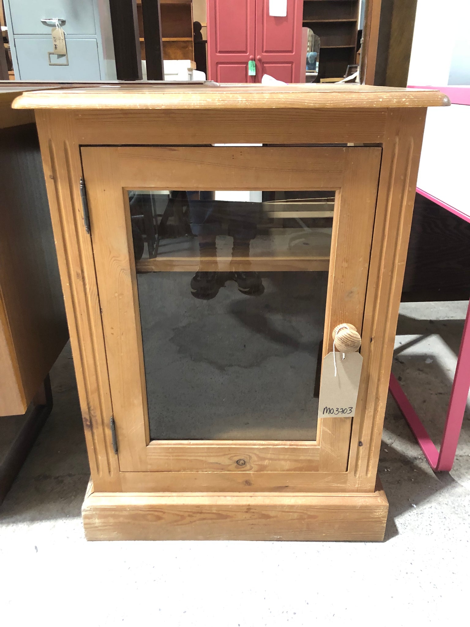 Rustic Pine Glass Cabinet