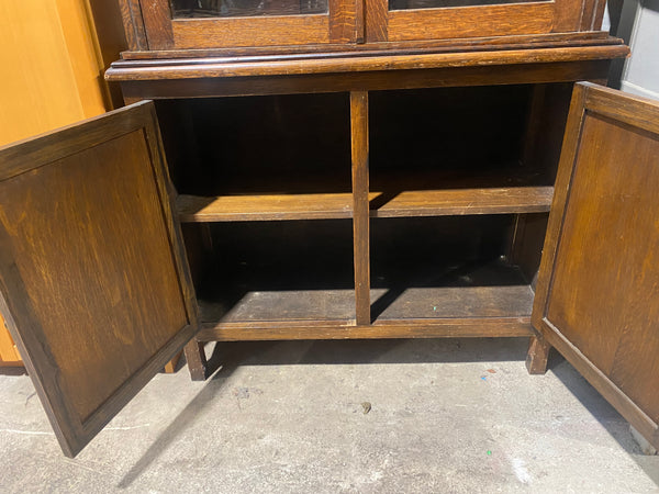 Antique Narrow Oak Library Bookcase