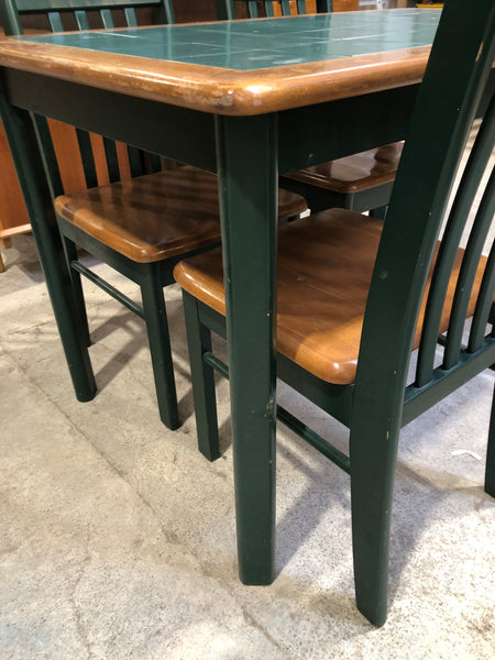 Green Tiled Dining Table & 4 Chairs