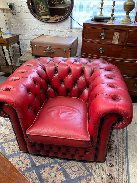 Oxblood Red Leather Chesterfield Armchair