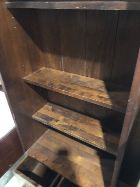 Dark Wooden Bookshelf & 4 Drawers