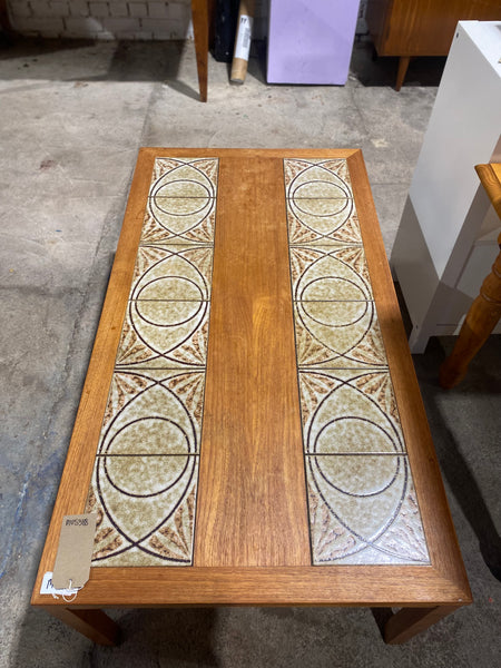 Large Vintage Teak Tiled Top Coffee Table