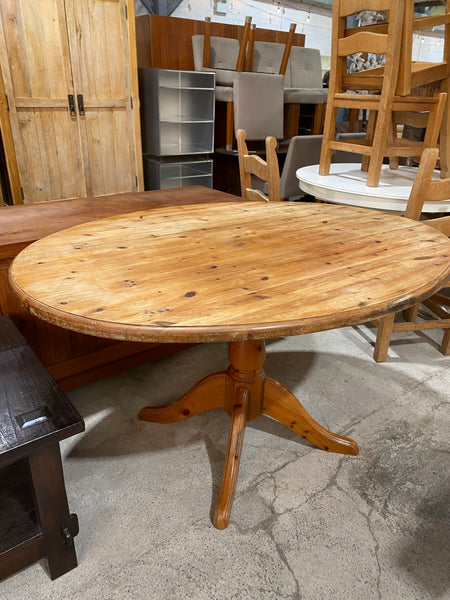 Oval Pine Pedestal Dining Table
