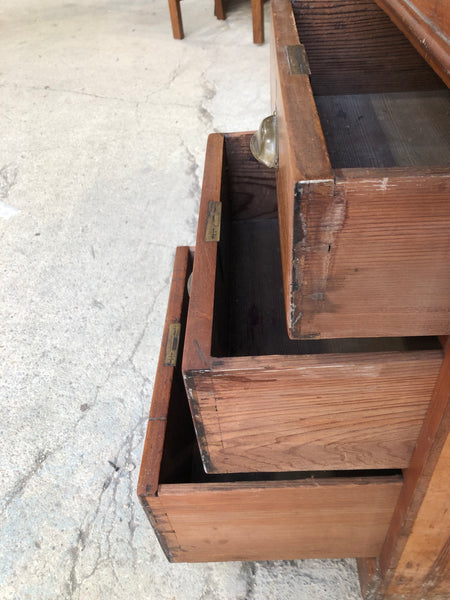 Large Antique Leather Topped Oak Desk