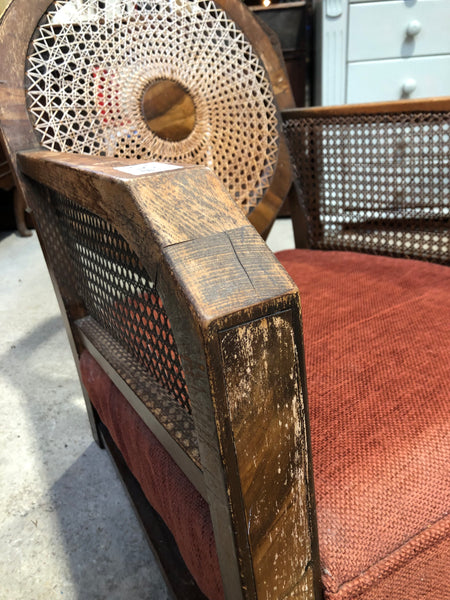 Art Deco Cane & Walnut Framed Armchair
