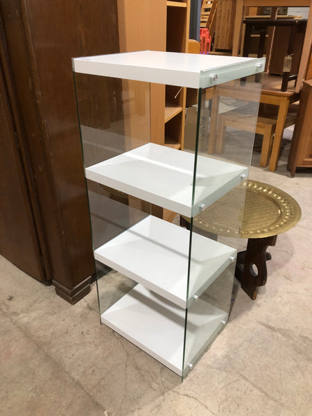 White & Glass Shelving Unit
