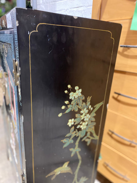 Chinese Mother of Pearl Black Lacquer Medicine Cabinet