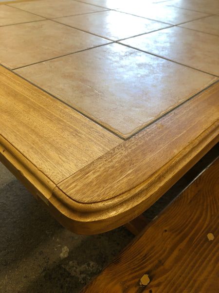 GHC - Large Tiled Top Oak Dining Table