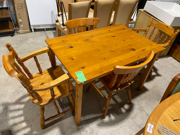 REF - Pine Dining Table & 4 Chairs