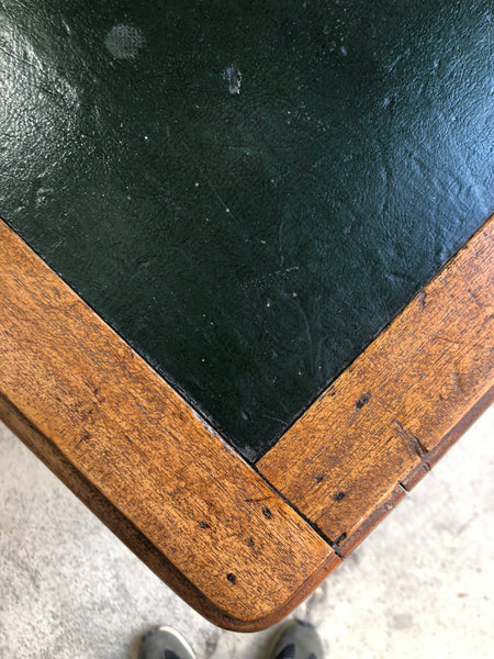 Large Antique Leather Topped Oak Desk