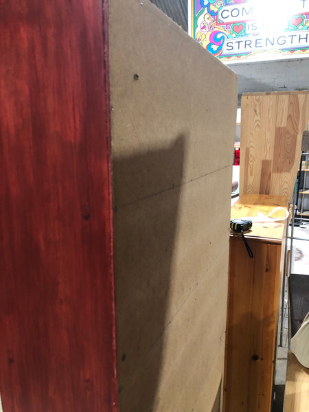 Tall Red Stained Bookshelf