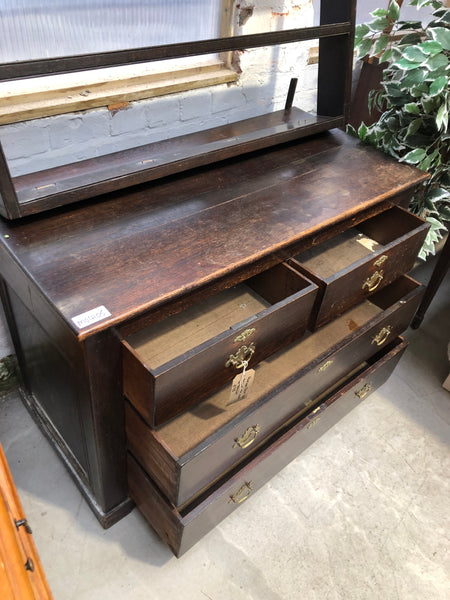 Antique Oak Chest of Drawers with Display Shelving