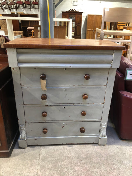 Flamed Mahogany Tallboy finished in Blue