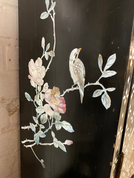 Chinese Mother of Pearl Black Lacquer Medicine Cabinet