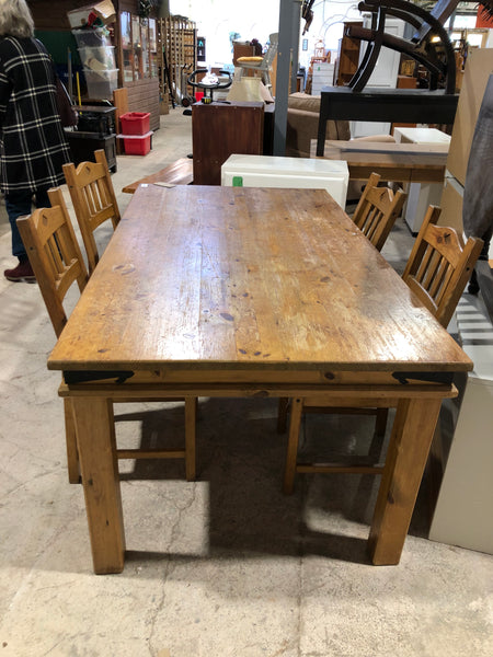 Solid Pine Dining Table & 4 Chairs