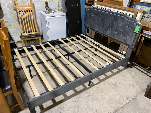 REF - Fabric Kingsize Bedframe & Mattress